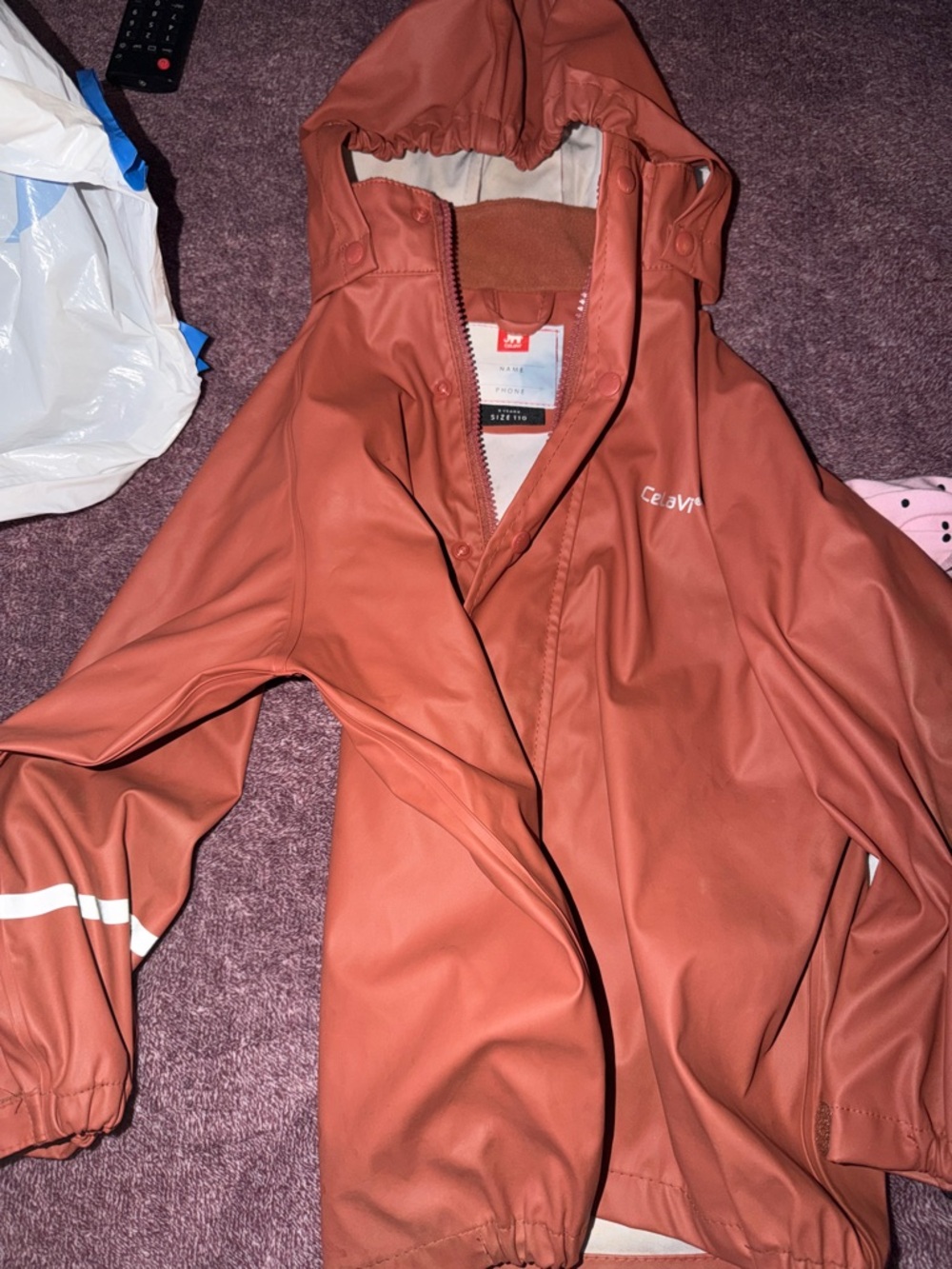 CeLaVi Kids' Rust Waterproof Pea Coat with Hood